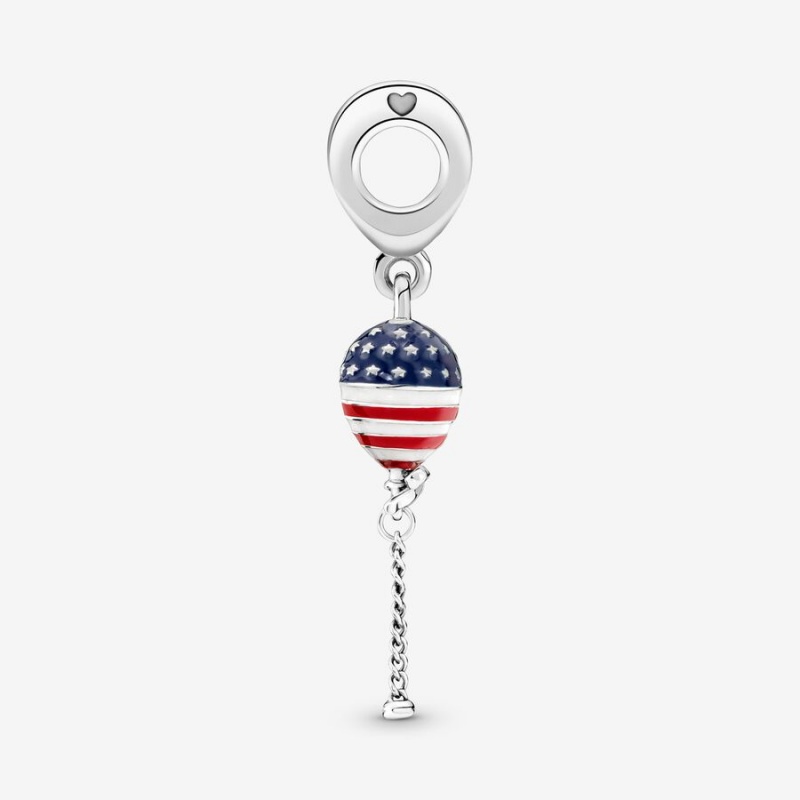 Pandora Stars, Stripes & Bow Balloon Dangle Charm Sterling Silver | 83197-YUNM