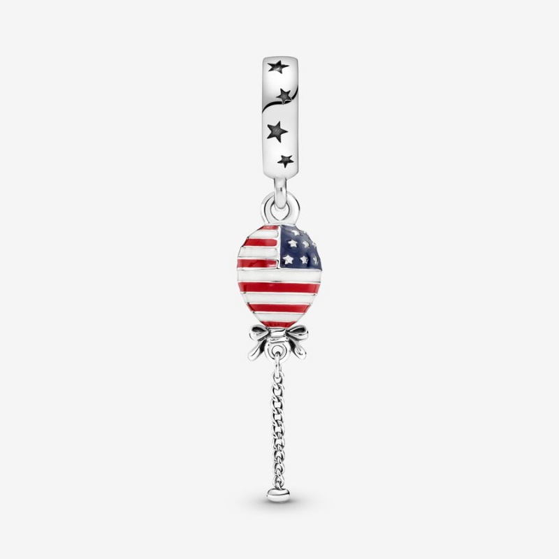 Pandora Stars, Stripes & Bow Balloon Dangle Charm Sterling Silver | 83197-YUNM