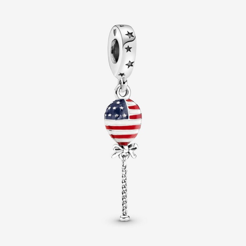 Pandora Stars, Stripes & Bow Balloon Dangle Charm Sterling Silver | 83197-YUNM