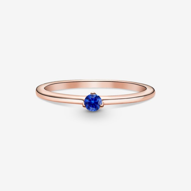 Pandora Stellar Blue Solitaire Ring Rose Gold Plated | 86297-NYXG