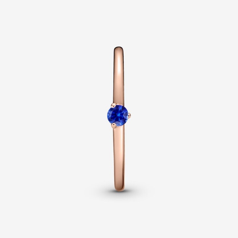 Pandora Stellar Blue Solitaire Ring Rose Gold Plated | 86297-NYXG