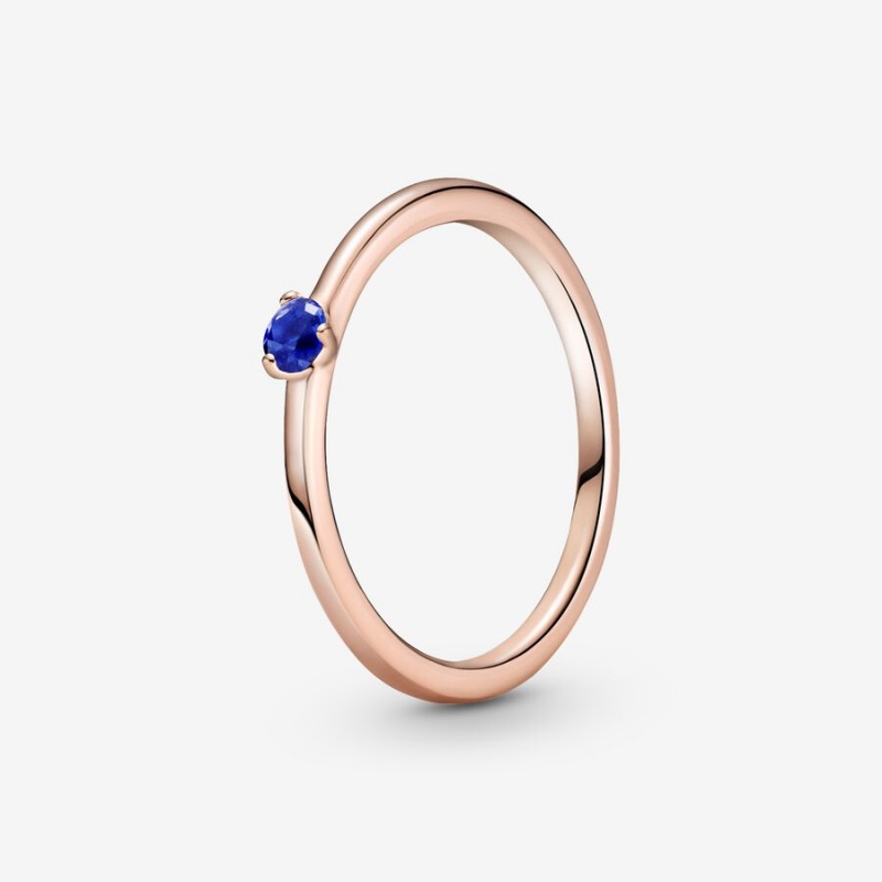 Pandora Stellar Blue Solitaire Ring Rose Gold Plated | 86297-NYXG