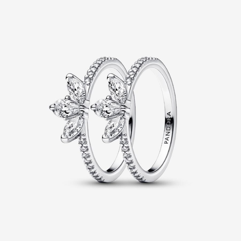 Pandora Sterling silver Herbarium Cluster Ring Set | 46023-LAQW