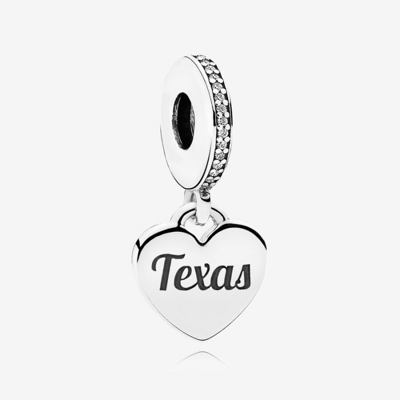 Pandora Texas Flag Heart Dangle Charm, Mixed Enamel Sterling Silver | 18063-PSTJ