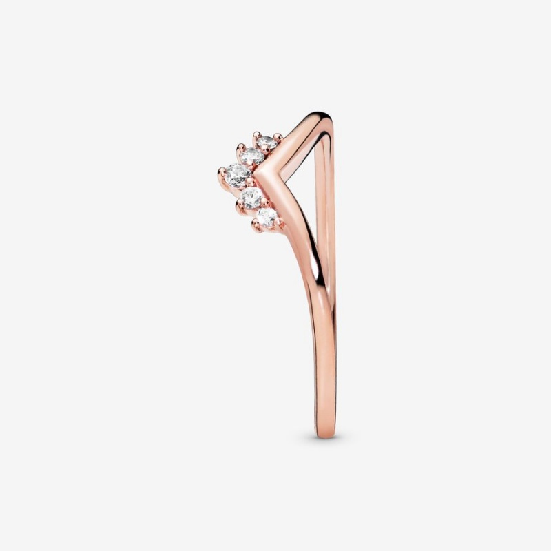 Pandora Tiara Wishbone Ring Rose Gold Plated | 94086-YLPD