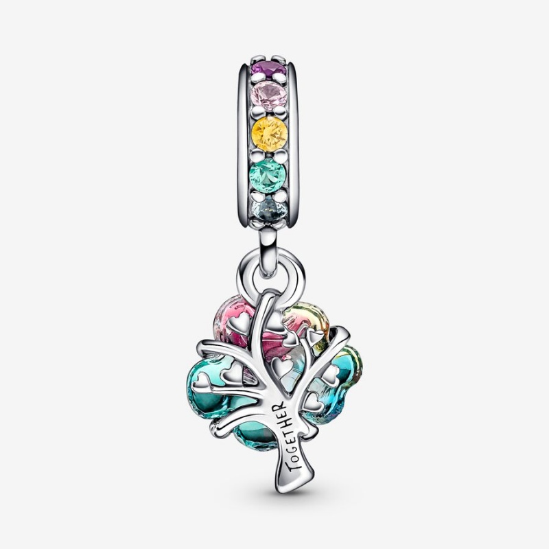 Pandora Togetherness Tree Murano Glass Dangle Charm Sterling Silver | 40169-YORV