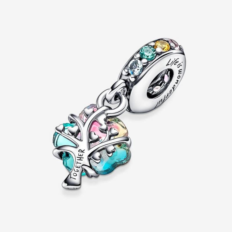 Pandora Togetherness Tree Murano Glass Dangle Charm Sterling Silver | 40169-YORV