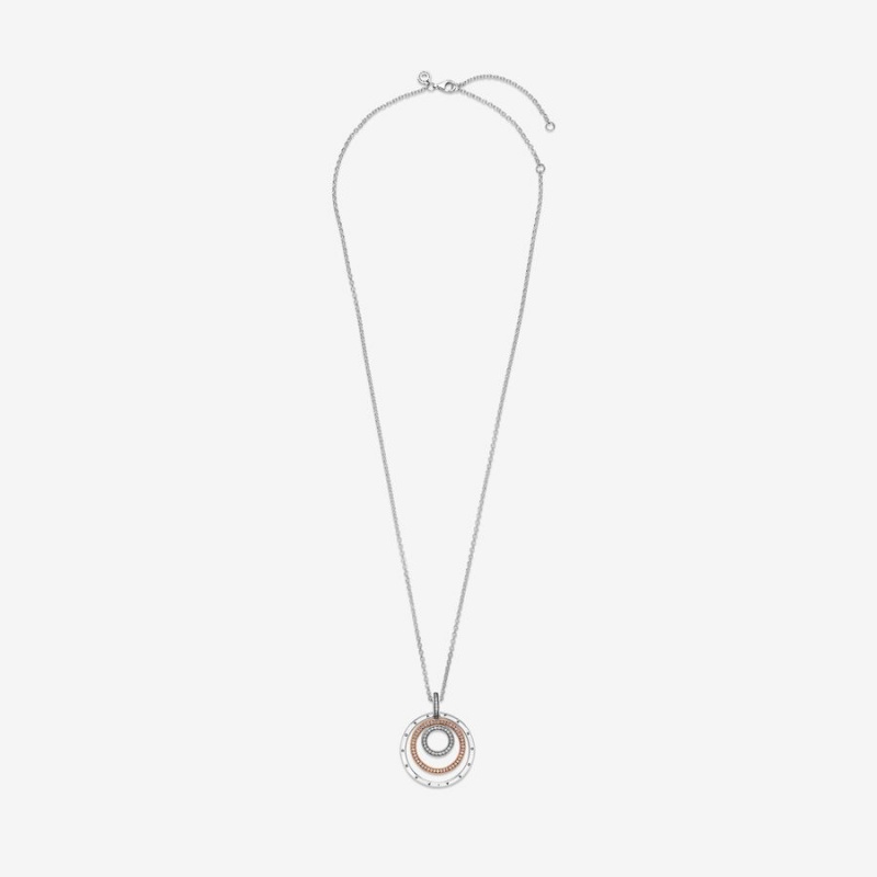 Pandora Two-tone Circles Pendant & Necklace Two-tone | 87914-NUDJ