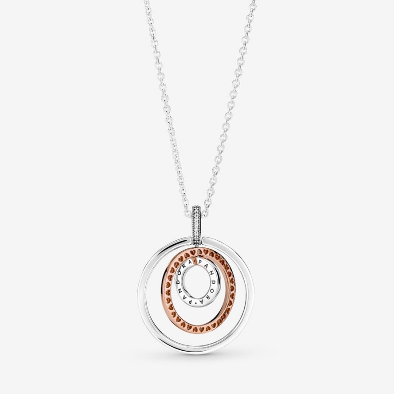 Pandora Two-tone Circles Pendant & Necklace Two-tone | 87914-NUDJ