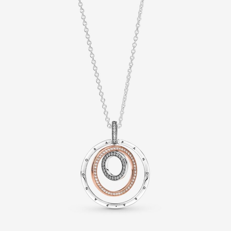 Pandora Two-tone Circles Pendant & Necklace Two-tone | 87914-NUDJ