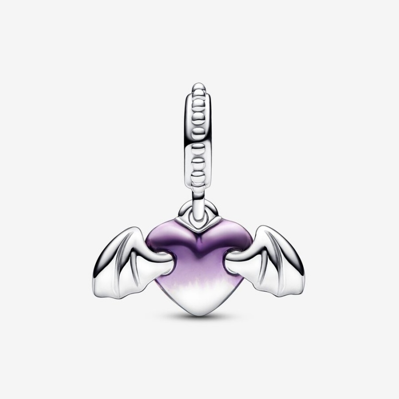 Pandora Vampire Winged Heart Dangle Charm Sterling Silver | 38125-DZQY