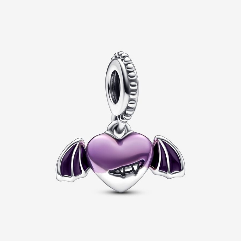 Pandora Vampire Winged Heart Dangle Charm Sterling Silver | 38125-DZQY