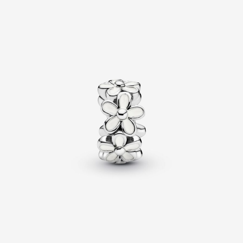 Pandora White Daisy Flower Spacer Charm Sterling Silver | 24831-EAXB