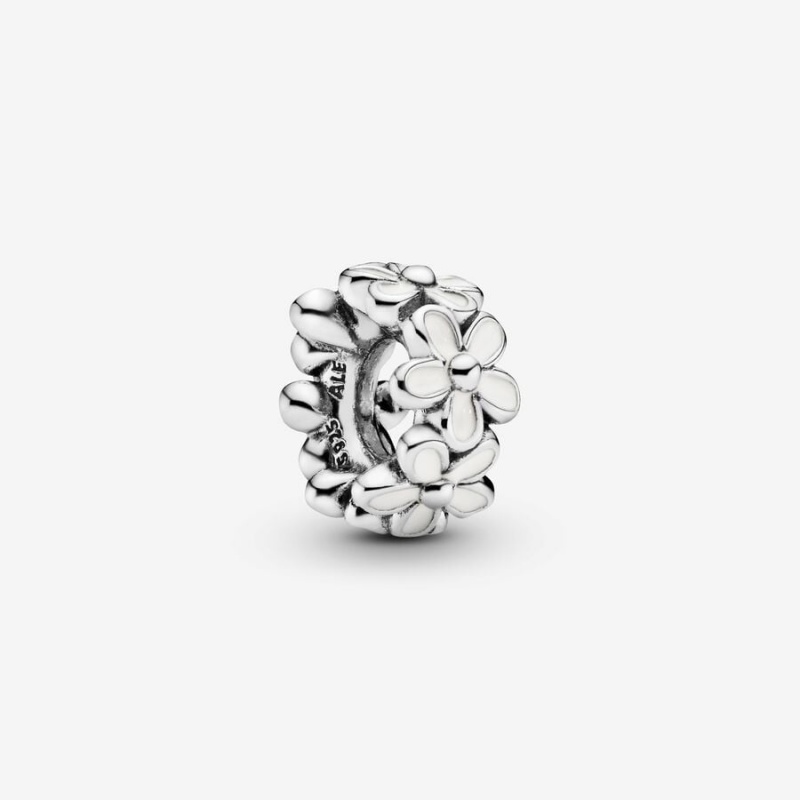 Pandora White Daisy Flower Spacer Charm Sterling Silver | 24831-EAXB