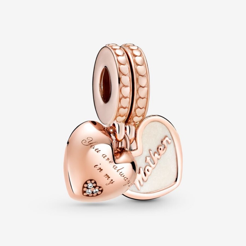 Pandora You\'re Always in My Heart Split Dangle Charm Rose Gold Plated | 81537-QKGM